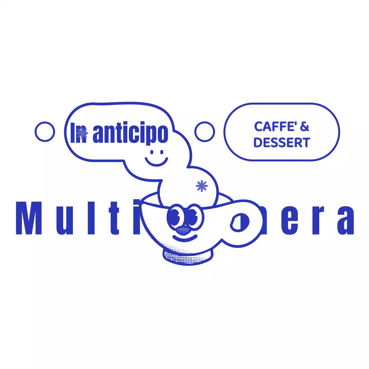 Blu navy e bianco tazza carino carattere caffè stile negozio logo