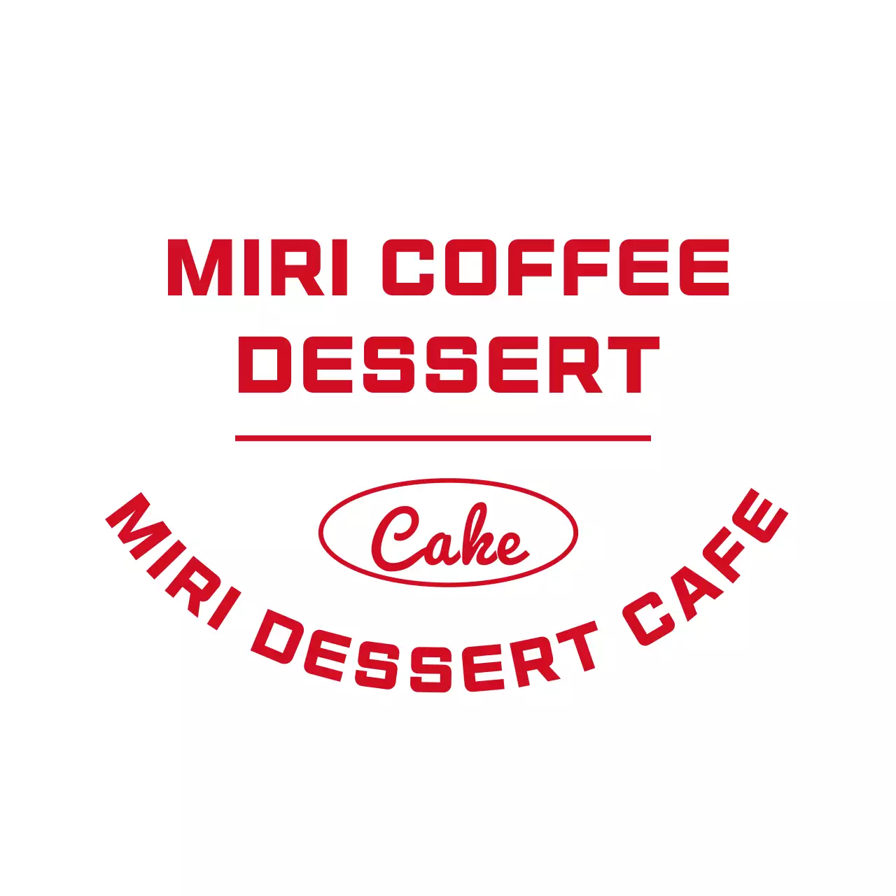 A simple, red, emblematic logo style dessert cafe