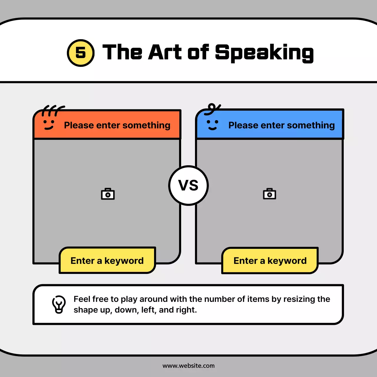 Cute character shapes in orange and blue concept cardsNews Kit