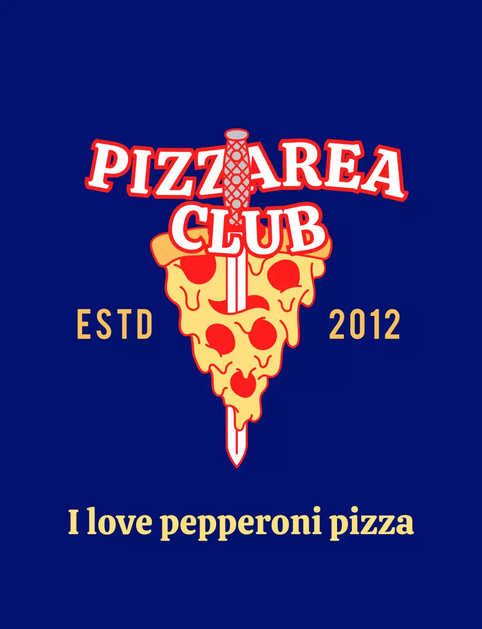 Staf restoran pizza yang trendi dengan warna merah dan kuning