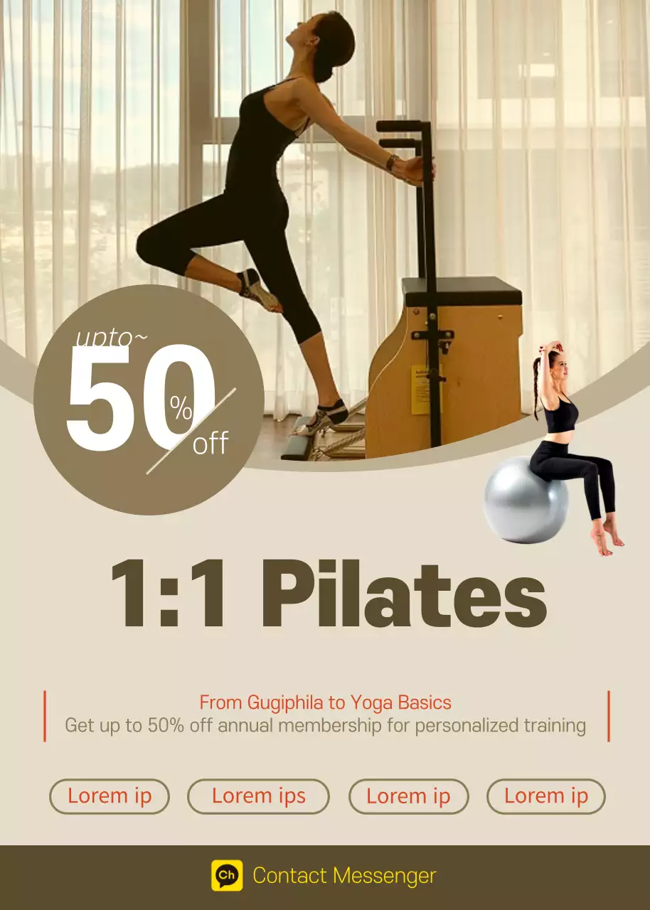 Poster Promosi Pilates Modern Beige