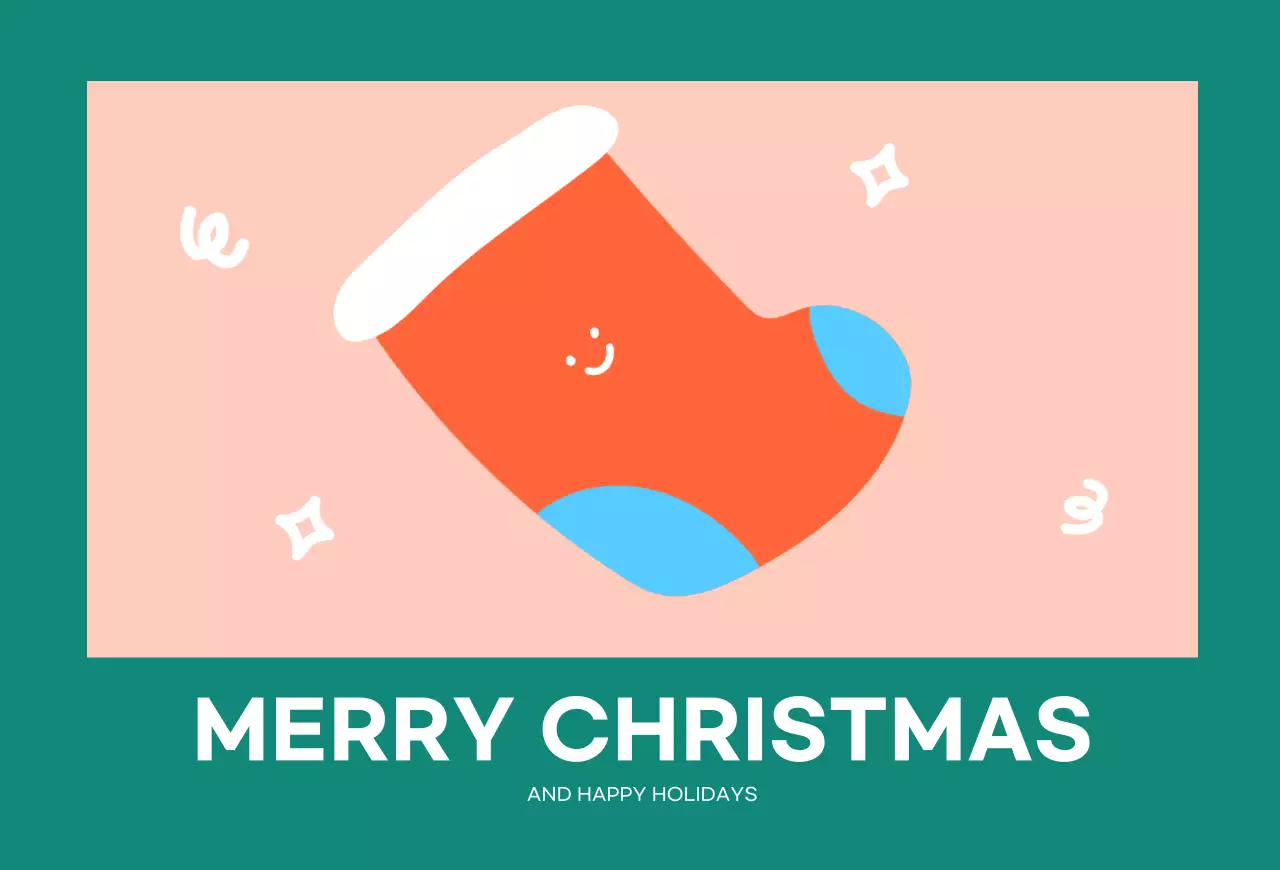 Turquoise Cute Christmas Socks Christmas Postcard Postcards