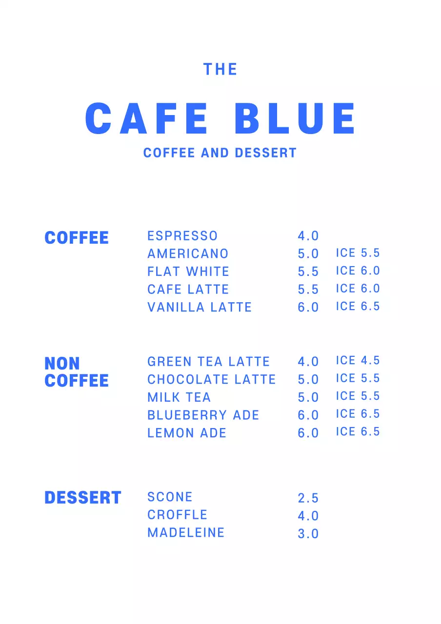 Dudukan akrilik papan menu kafe sederhana berwarna biru untuk kafe
