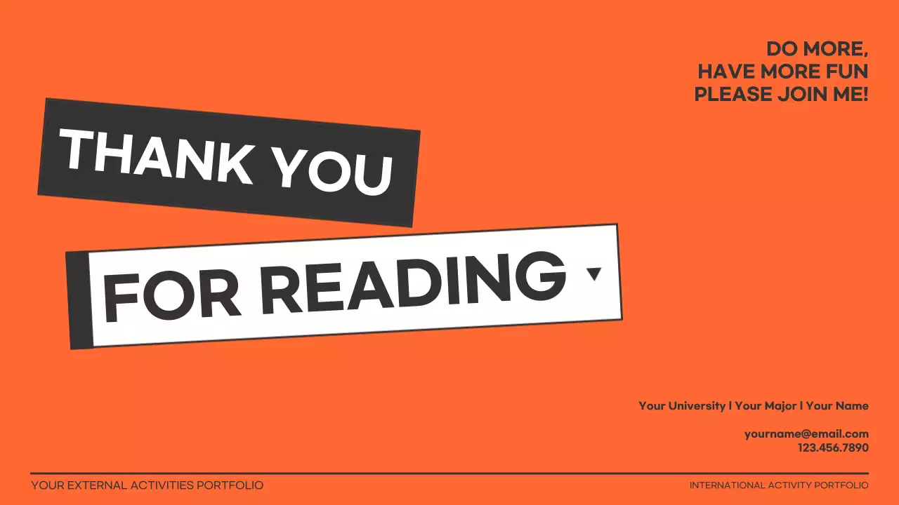 Orange Modern Activity Portfolio Resume Presentation