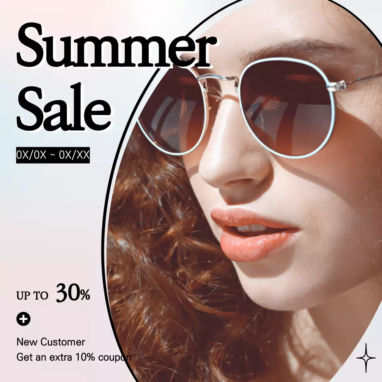 Model with sunglasses on a gradient background