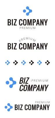 Simple style in black and light blue with a company logo