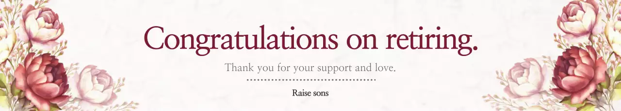 Banner de cartão de aposentadoria floral bege