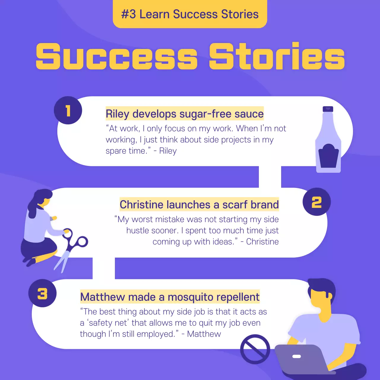 purple yellow illustration personal development side project cardnews