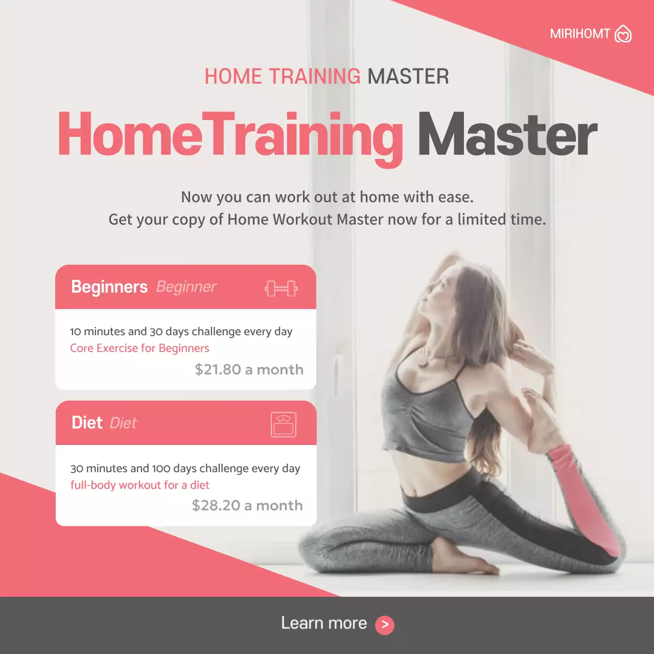 Coral Modern Fitness Promotion Social Media Post