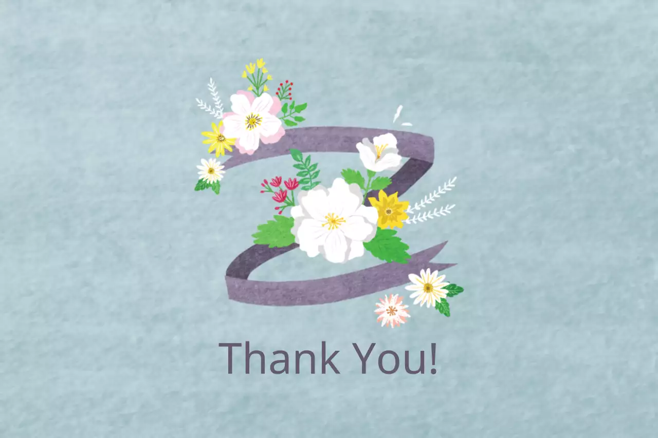 Blue Floral Thank You Card Banner