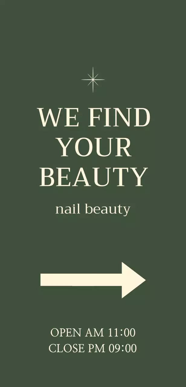 Nail sign with star illustration on green background