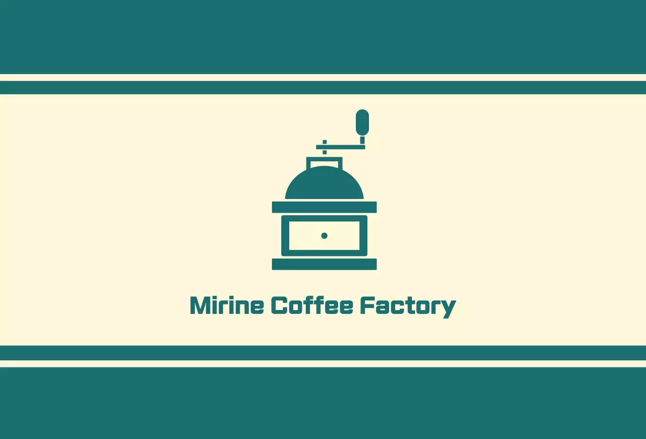 Coffee cafe balsa with a turquoise line depicting a coffee grinder