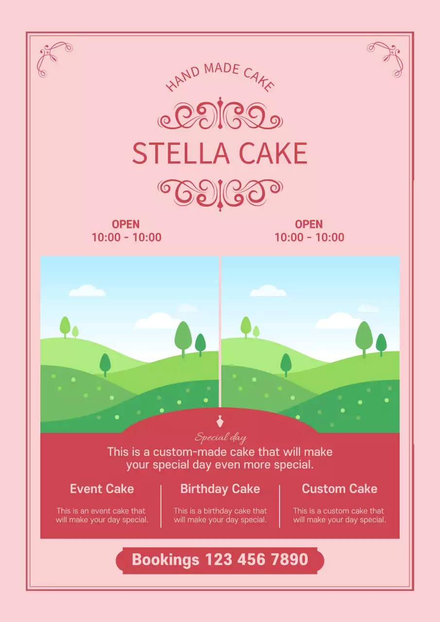 Pink Elegant Cake Advertisement Poster