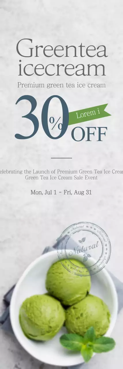 Banner de promoção de sorvete elegante verde