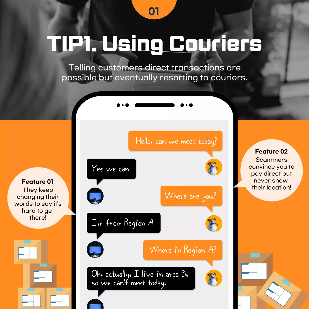 Orange Modern Online Scams Guide Instagram Carousel