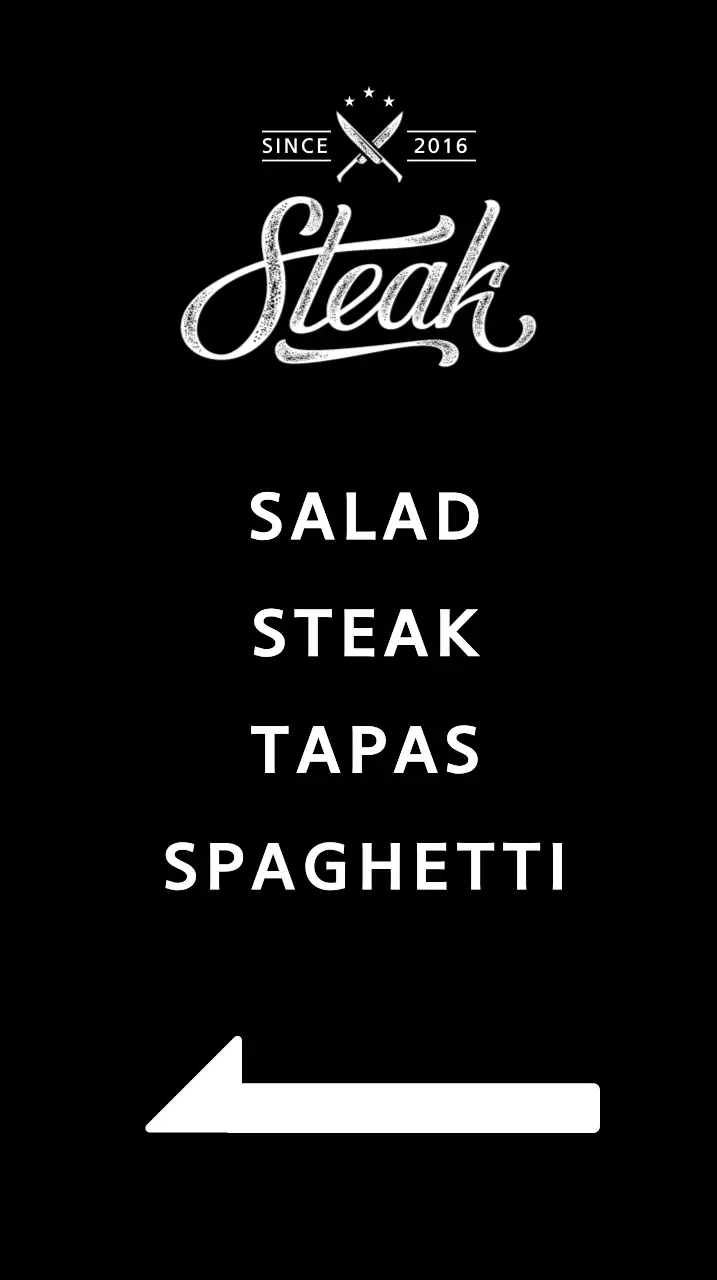 Restaurant banner with a picture of a steak on a black background