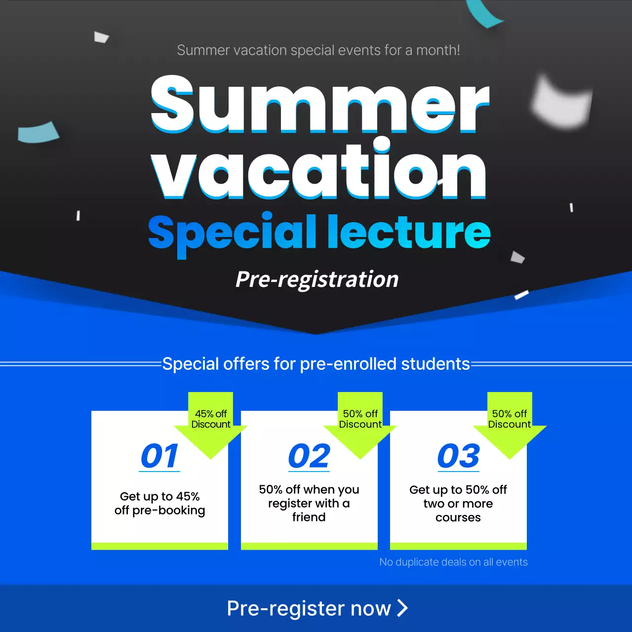 Blue Modern Vacation Lecture Pre-Registration Social Media Post