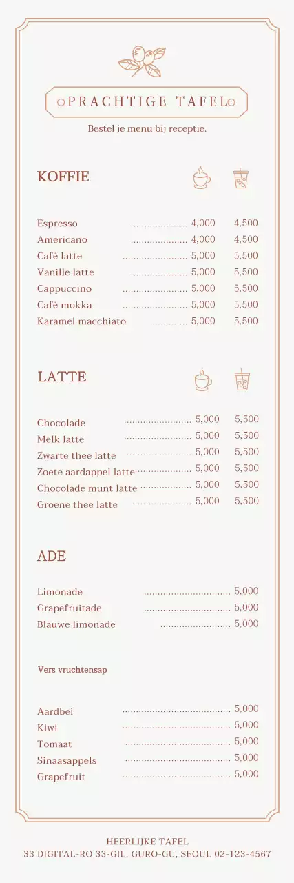 Een gids voor het menu van het café met een emotioneel kaderconcept