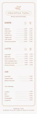 Een gids voor het menu van het café met een emotioneel kaderconcept