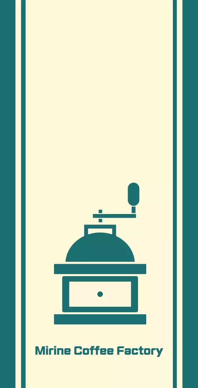 Coffee cafe balsa with a turquoise line depicting a coffee grinder