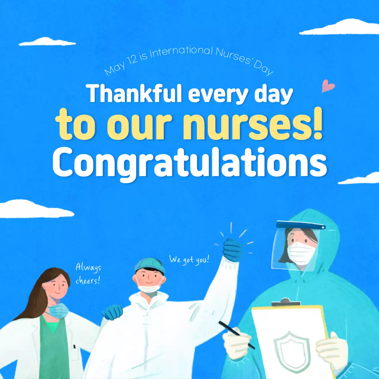 Blue Simple Nurses Congratulation Social Media Post