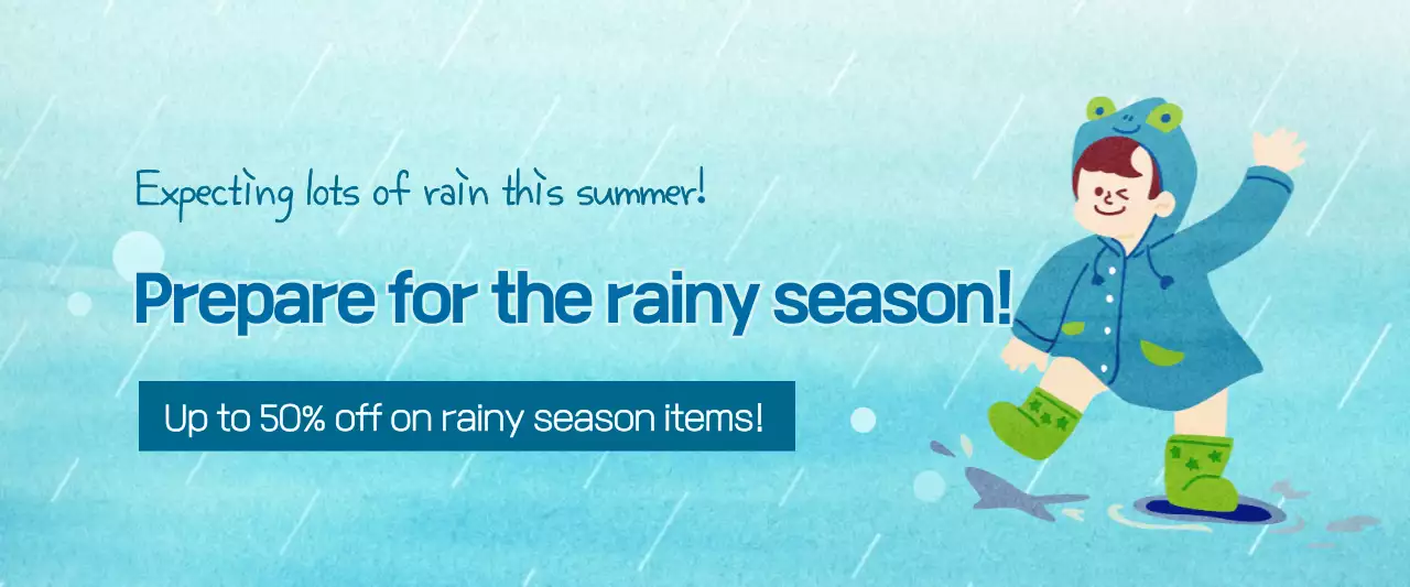 Biểu ngữ khuyến mại Blue Trendy Rainy Sale
