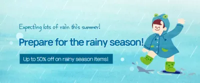 Biểu ngữ khuyến mại Blue Trendy Rainy Sale