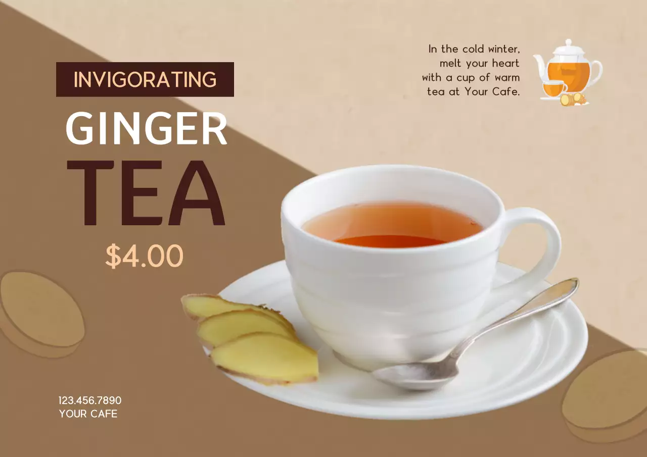 Brown Minimal Tea Promotion Poster