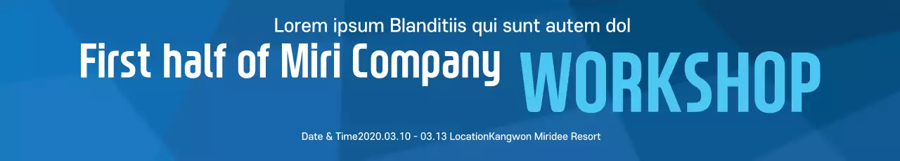 Banner de anúncio do workshop moderno azul