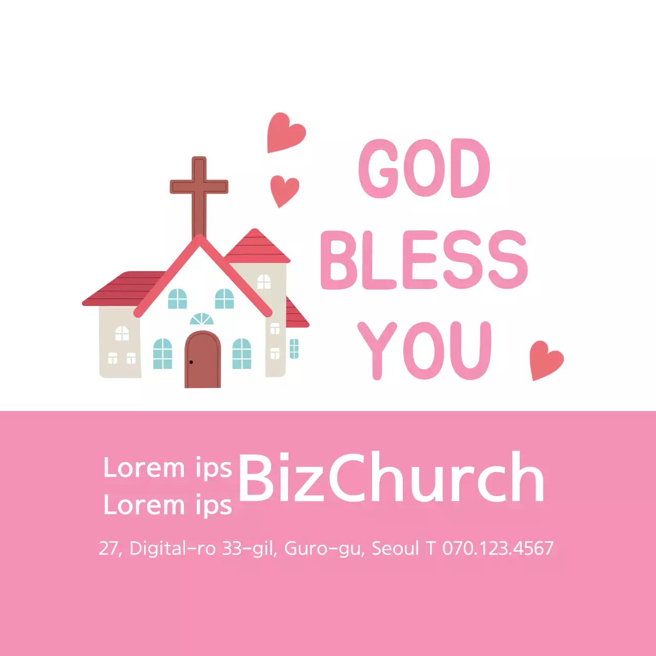 Gereja ilustrasi sederhana berwarna merah muda