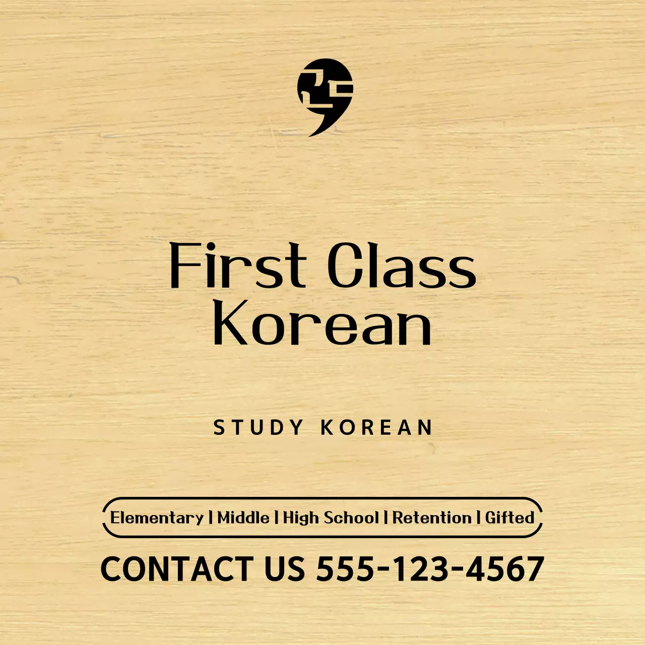 Design of a language school with a black and simple logo