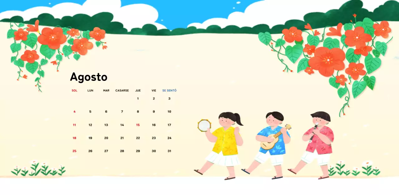 Un cálido calendario ilustrado de Año Nuevo