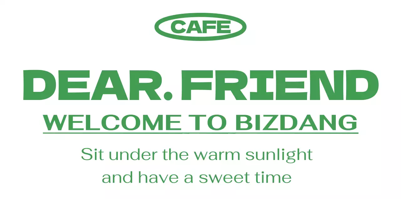Green, simple, hip, text-emphasized style for cafe promotions and merchandise