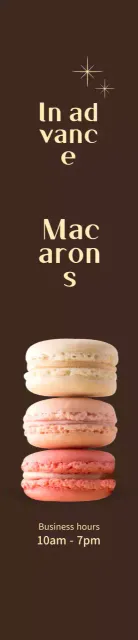 Media promosi terbuka Macaron dengan latar belakang cokelat