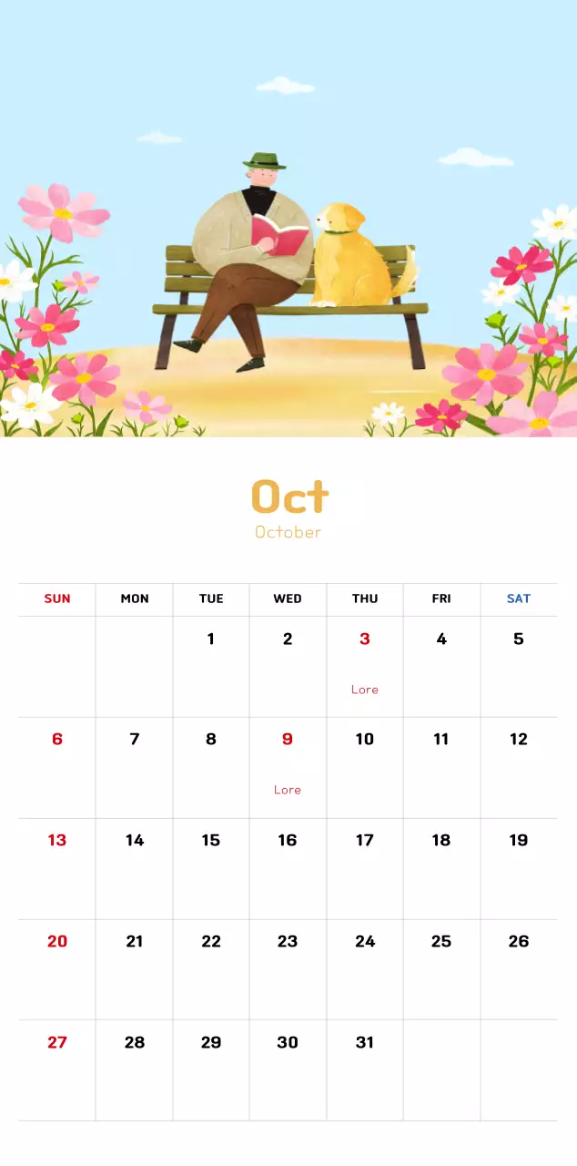 Lịch năm mới với hình ảnh minh họa ấm áp