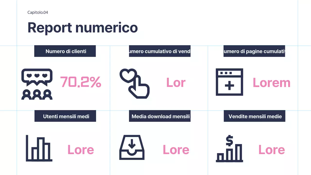 Infografica aziendale semplice con accenti rosa su sfondo bianco