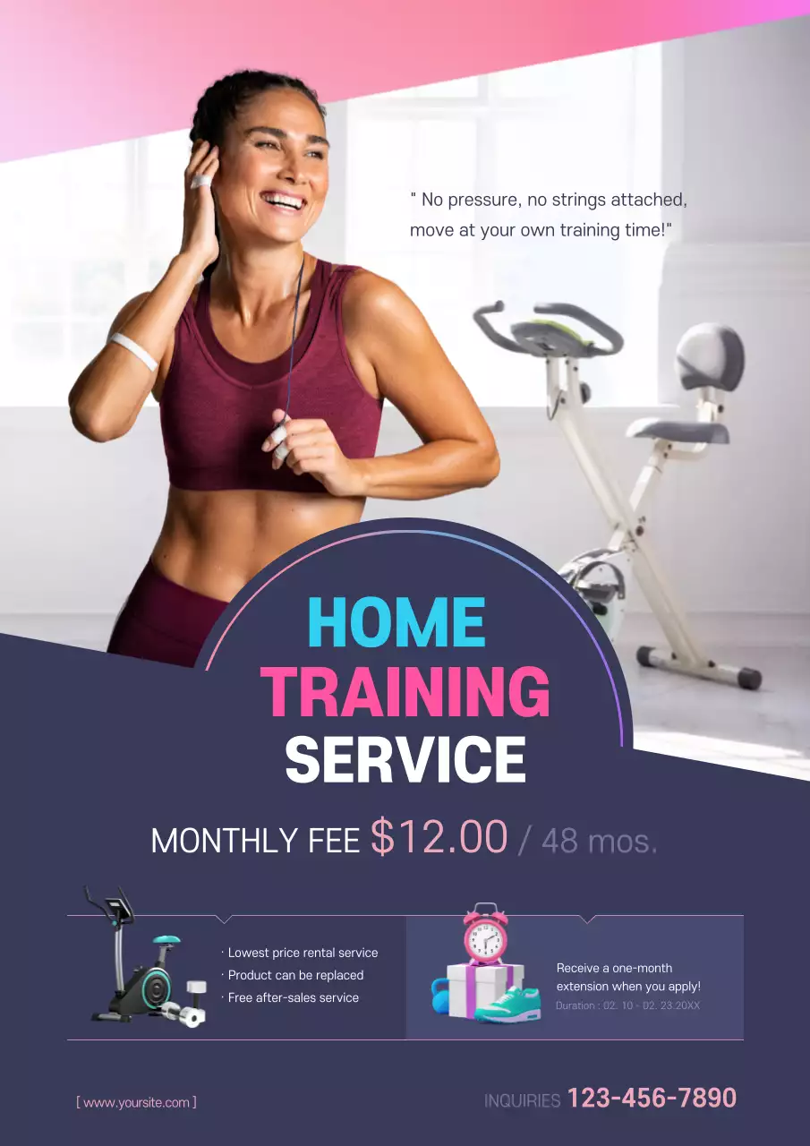 Pink Modern Fitness Promotion Poster