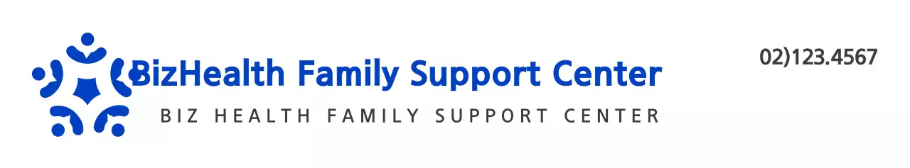 Gaya logo simbol bersih dengan warna biru dan hitam untuk informasi dan promosi pusat dukungan rumah