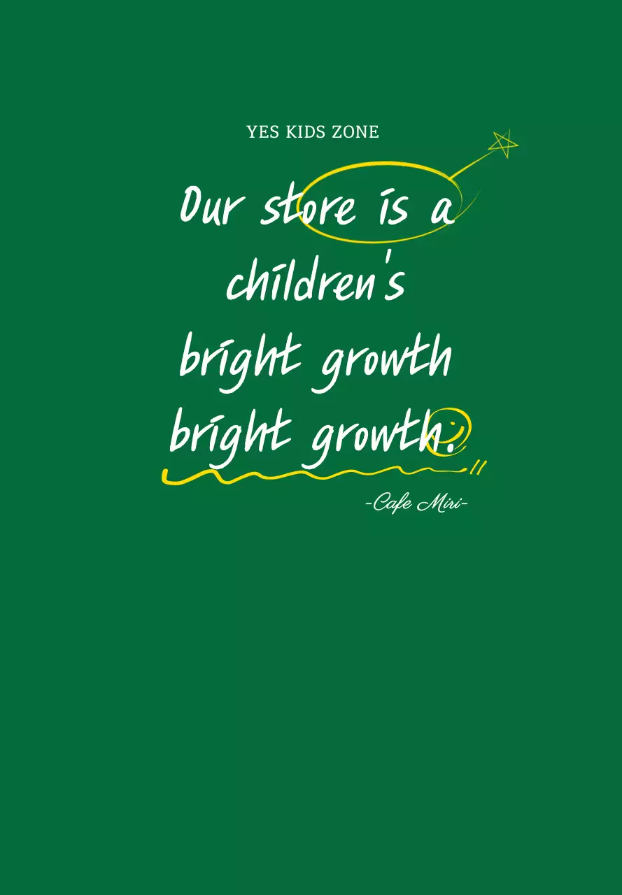 Cute calligraphy style in green and white YesKidsZone campaign