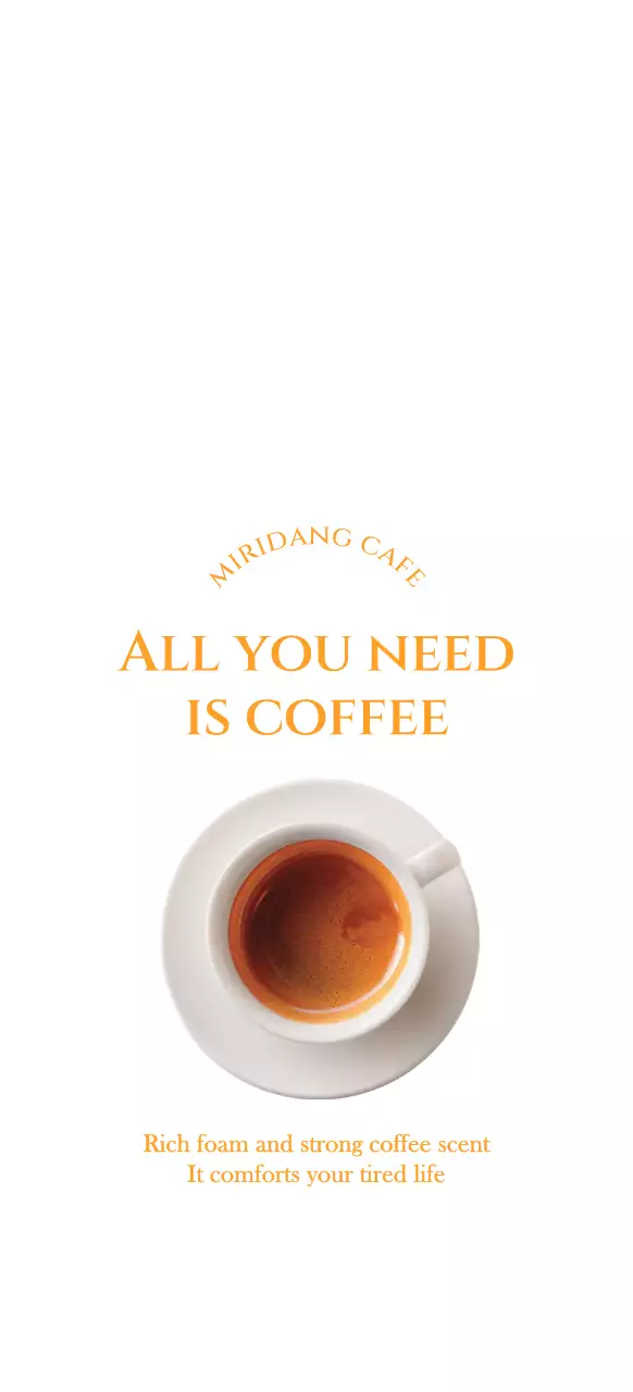 Sentimental lettering coffee image in orange and white