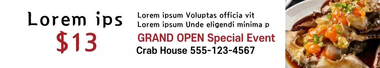 Banner de promoção de frutos do mar simples vermelho