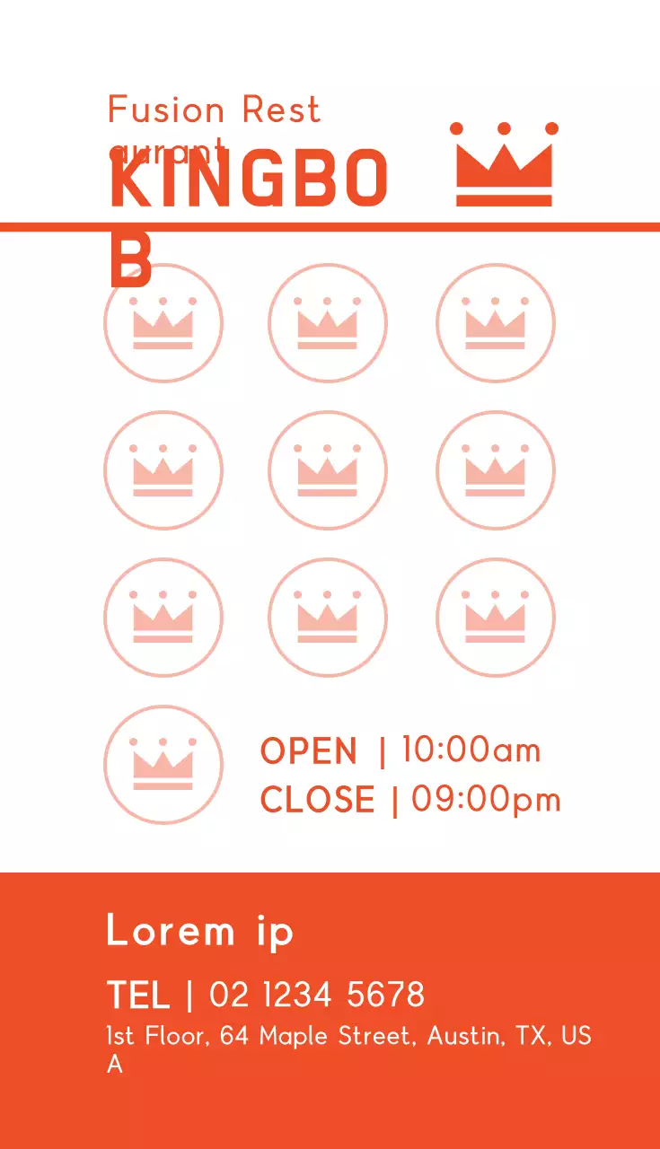 Cartão de visita promocional de restaurante minimalista laranja