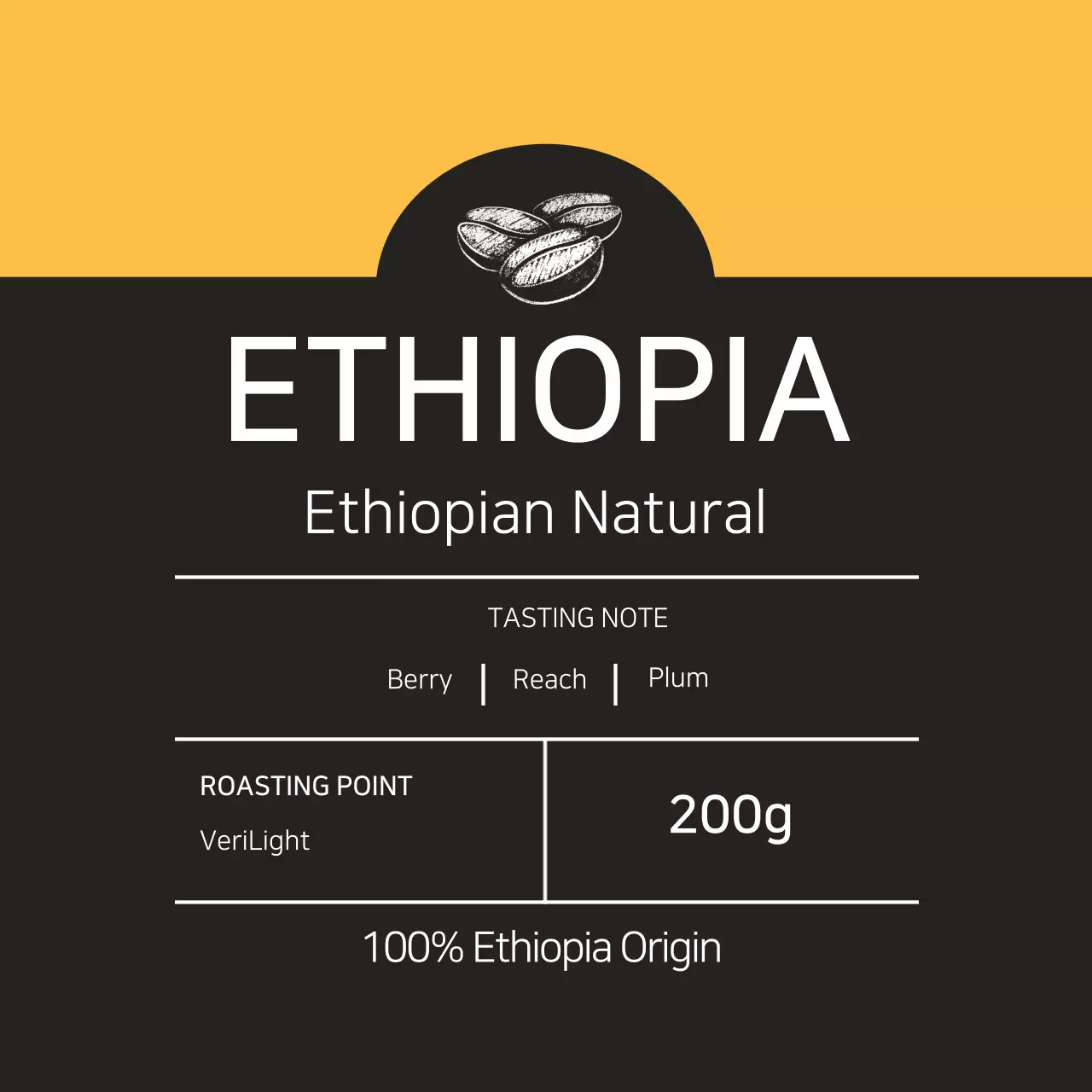 Label biji kopi bergambar kuning