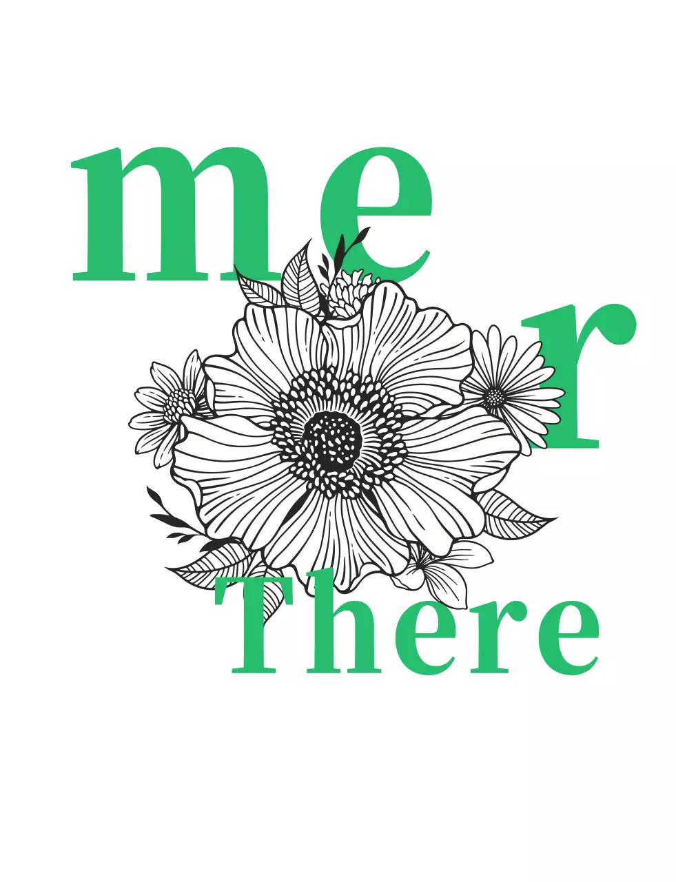 Mercy personalized t-shirt with white green logo floral illustration