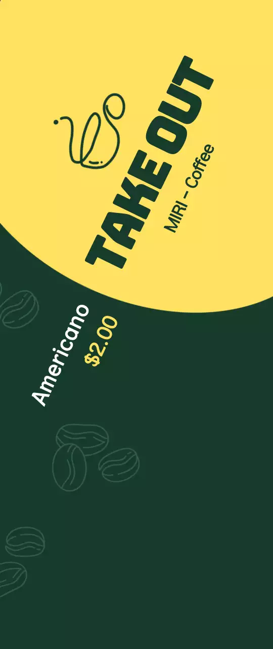 Promosi kopi hijau dan kuning untuk dibawa pulang yang sederhana