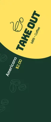 Promosi kopi hijau dan kuning untuk dibawa pulang yang sederhana