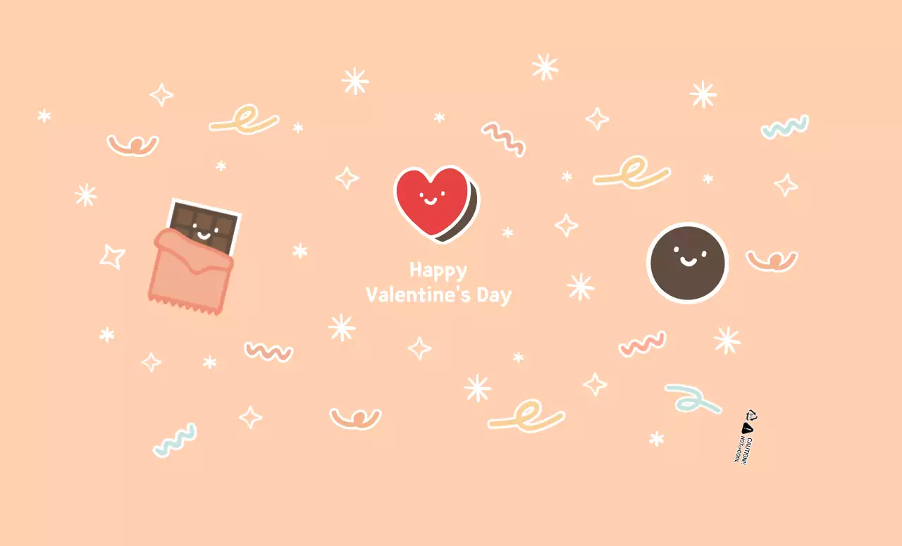 Cangkir Kertas Cokelat Lucu Valentine Merah Muda