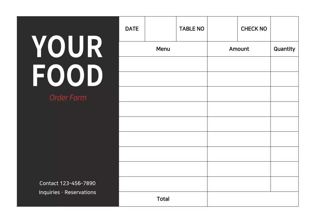 Black Minimal Food Document Poster