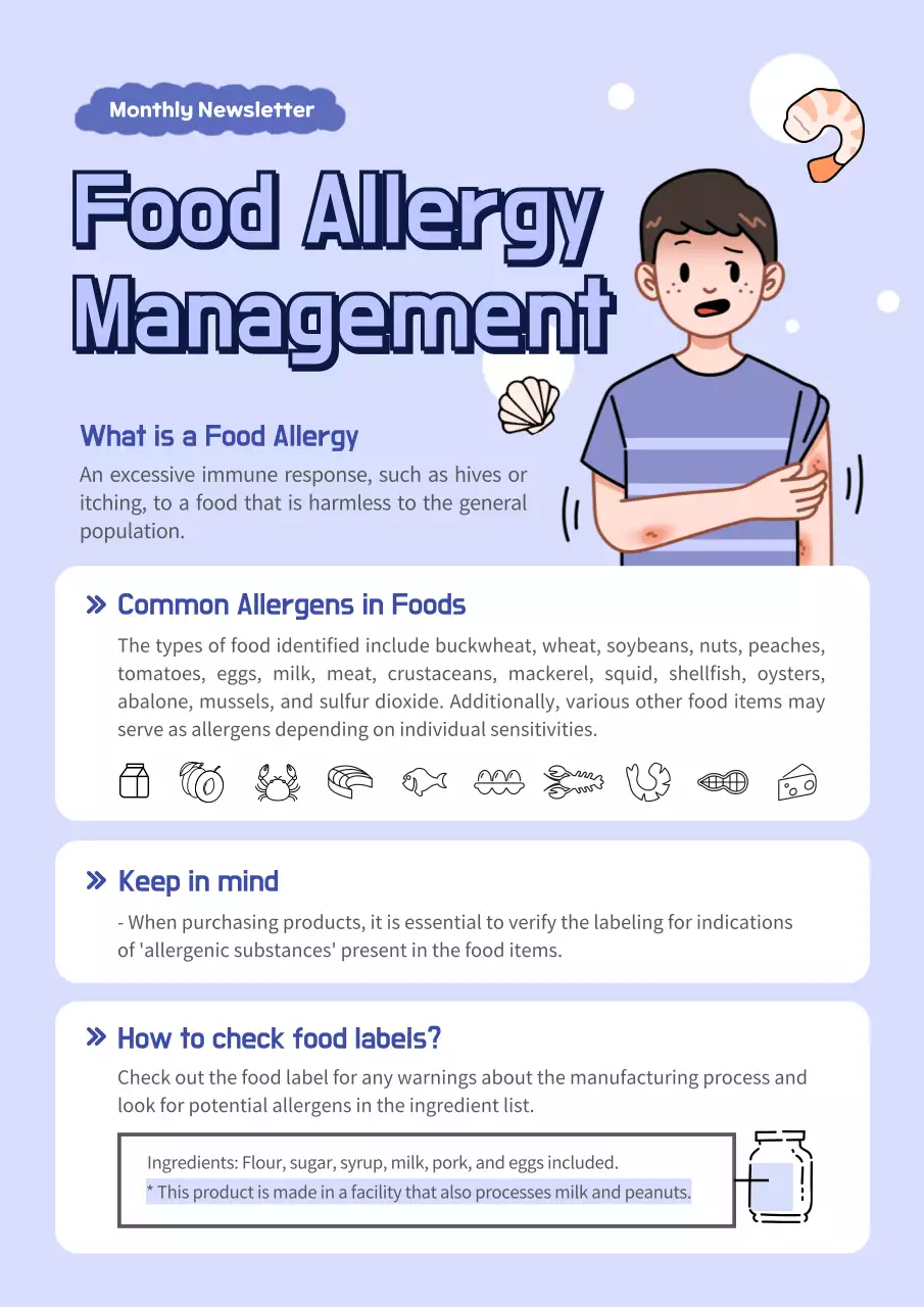 Food allergy prevention education in blue