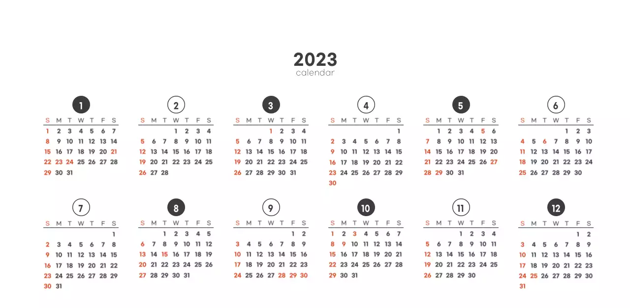 Simple, modern style cafe calendar